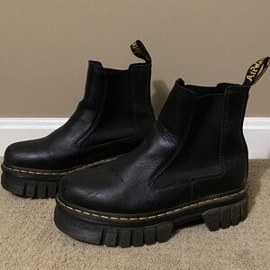 Dr. Martens Black Audrick Chelsea Platform Boots slip on lugged tread